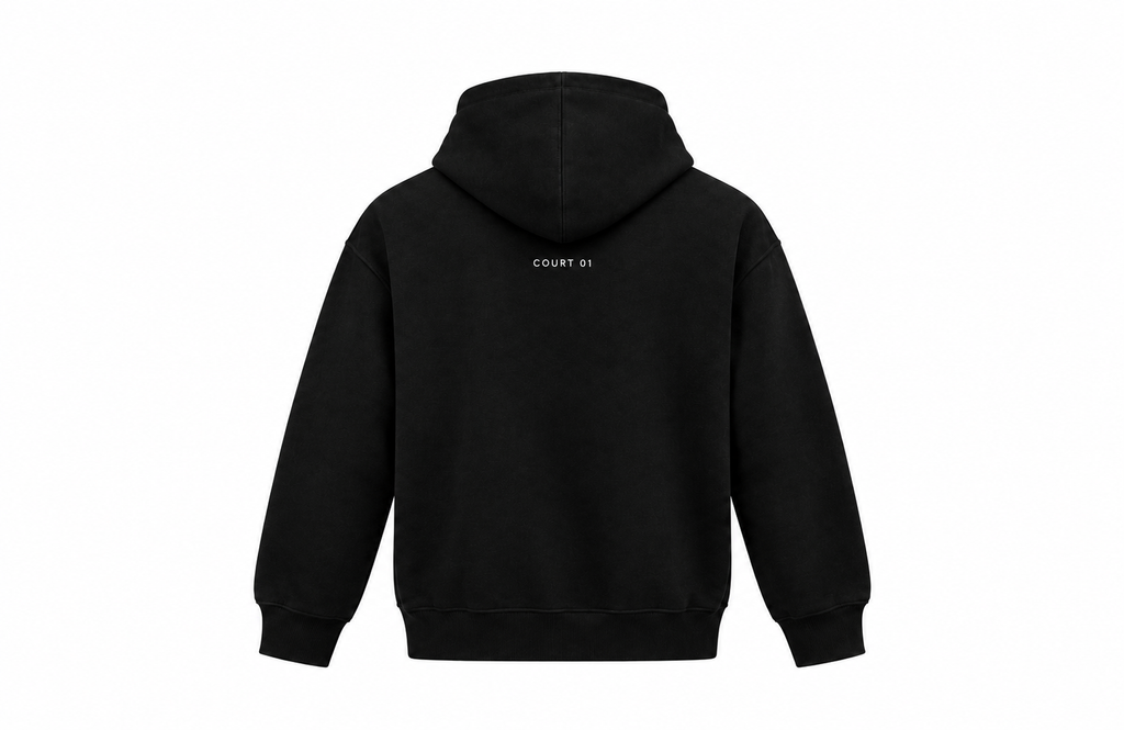 COURT 01 Signature Zip Hoodie — Black