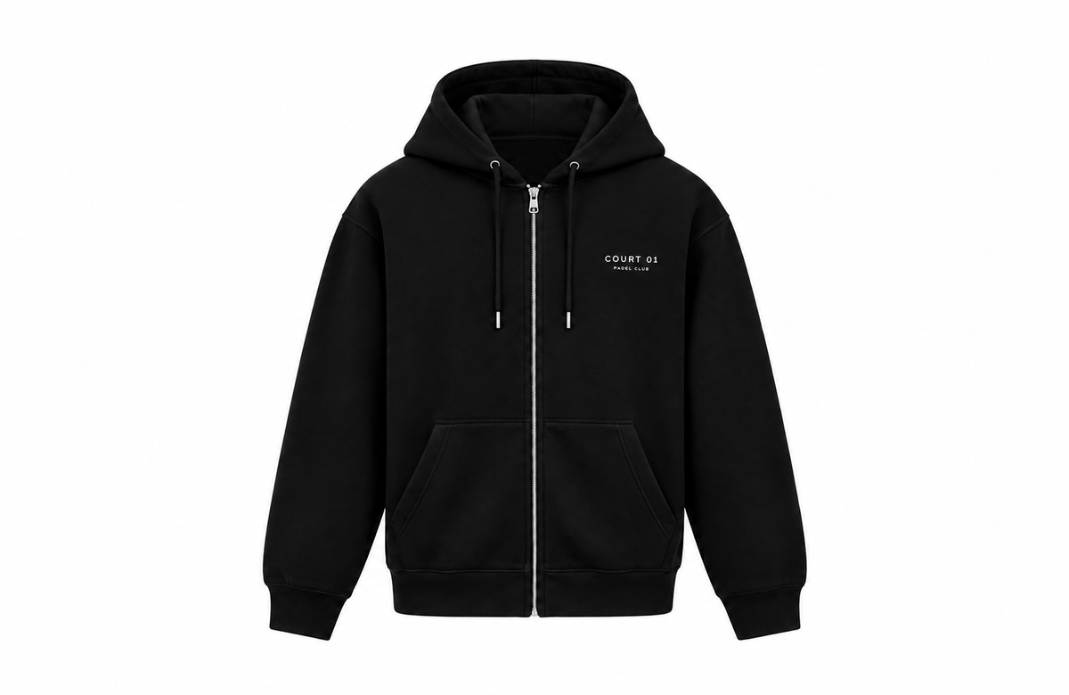 COURT 01 Signature Zip Hoodie — Black